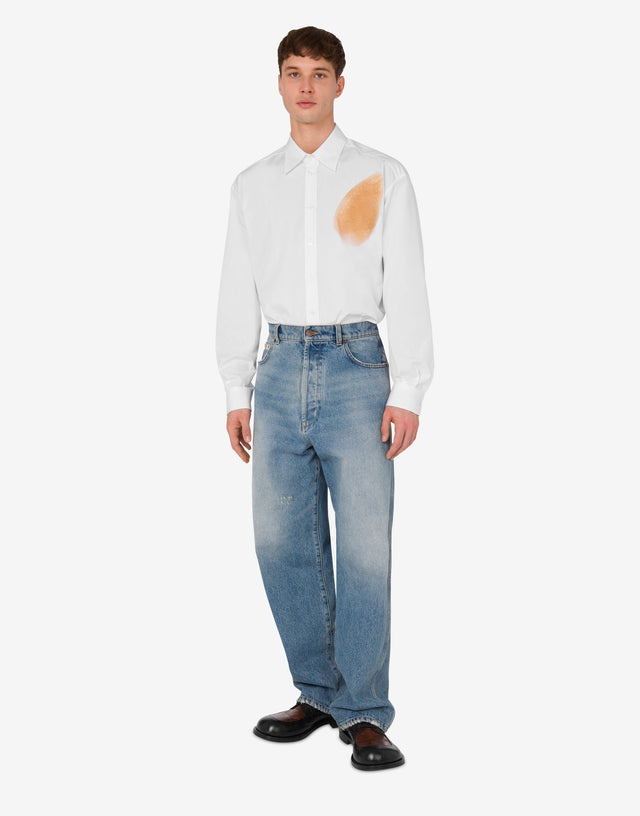 Blue cotton denim pants Blue Denim Moschino 1