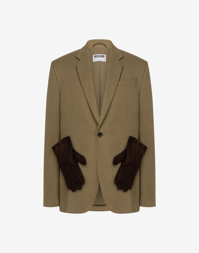Giacca in diagonale di cotone Tabacco Moschino 0