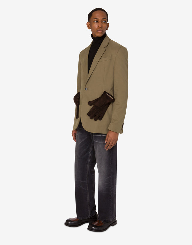 Giacca in diagonale di cotone Tabacco Moschino 1