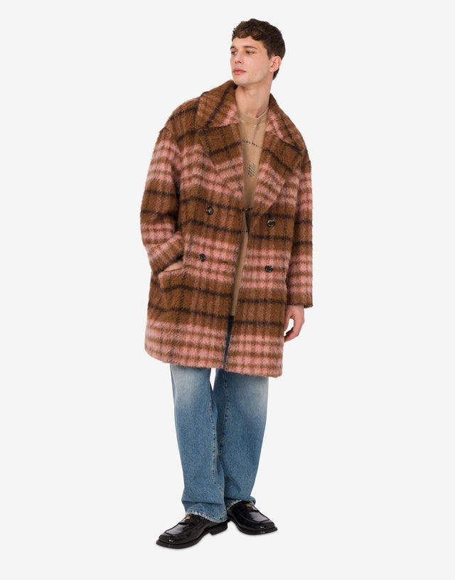 Oversized coat in soft fabric Brown Orange Moschino 1