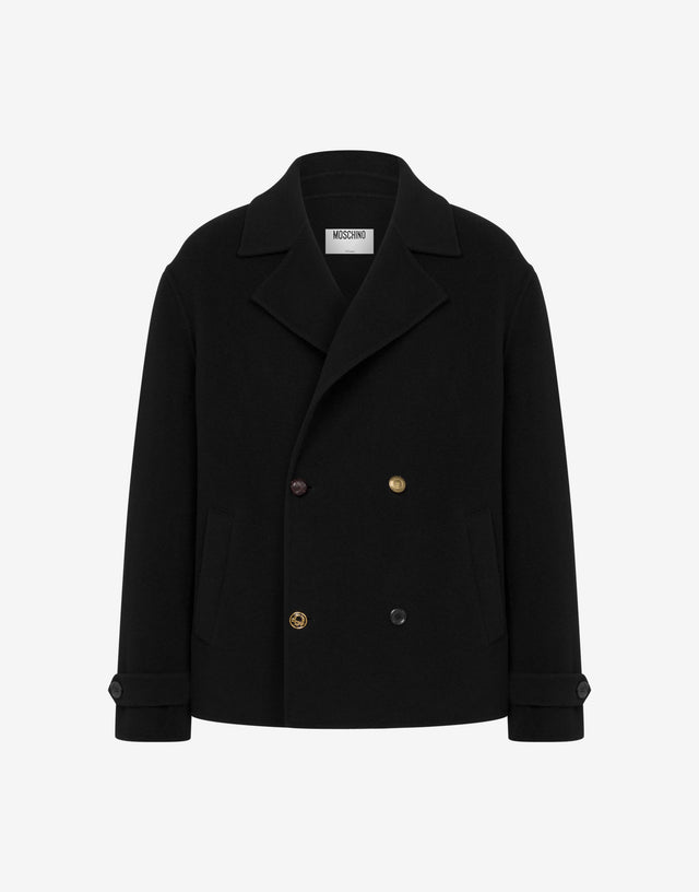 Wool cloth jacket Laurel Crown Black Moschino 0
