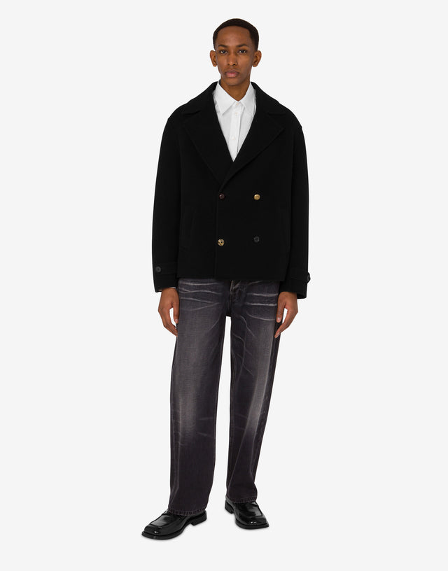 Wool cloth jacket Laurel Crown Black Moschino 1