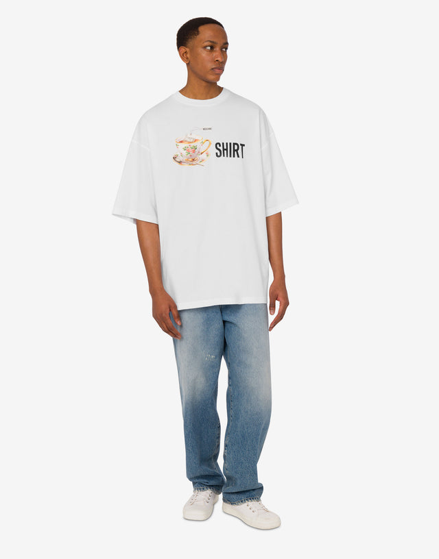 T-shirt en jersey de coton biologique imprimé Blanc Moschino 1