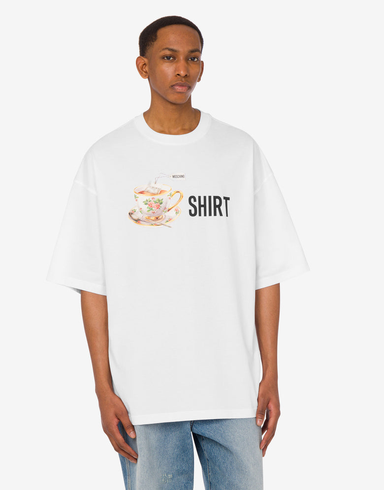 T-shirt en jersey de coton biologique imprimé Blanc Moschino 2