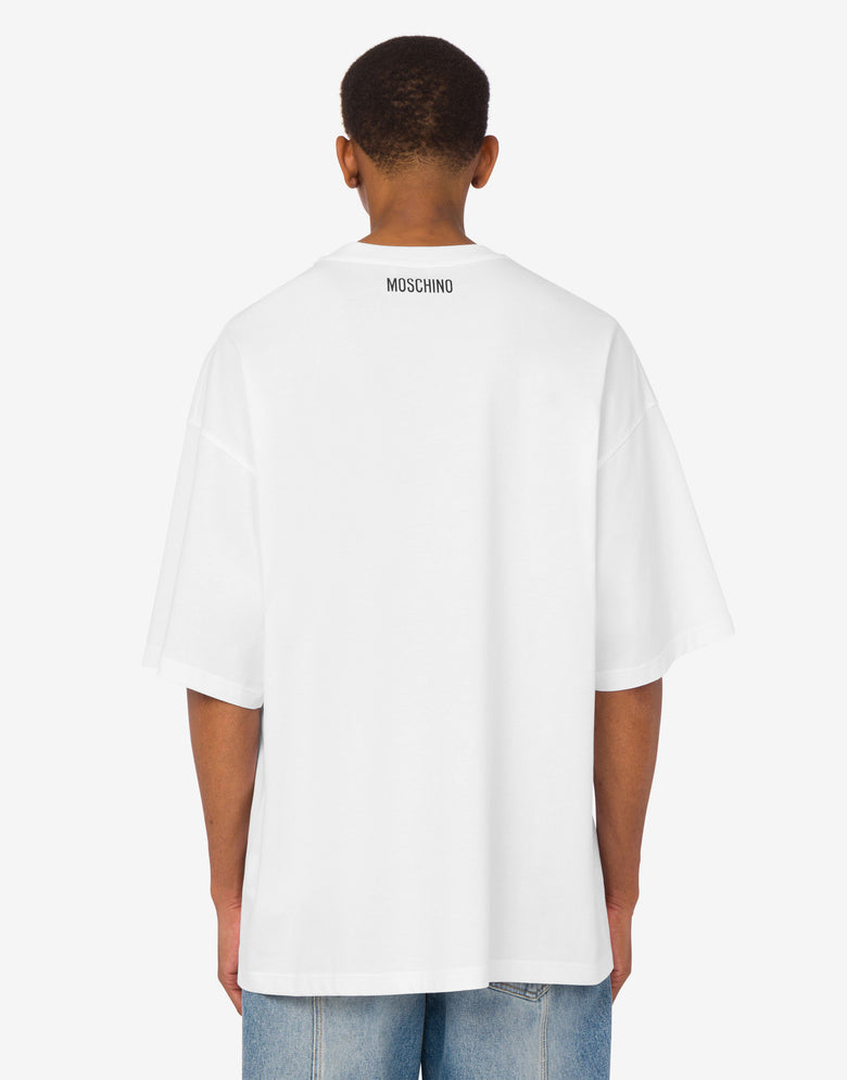 T-shirt en jersey de coton biologique imprimé Blanc Moschino 3
