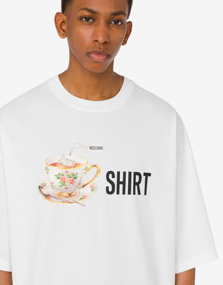 T-shirt en jersey de coton biologique imprimé Blanc Moschino 4