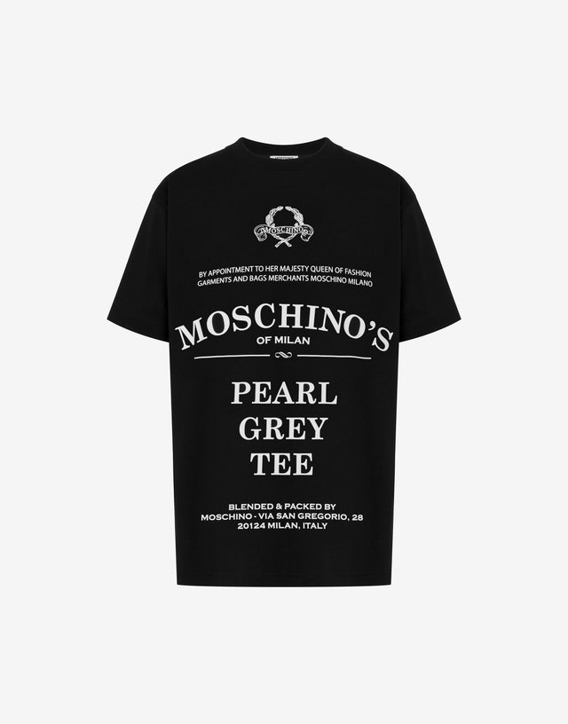 T-shirt en jersey de coton biologique imprimé Noir Moschino 0
