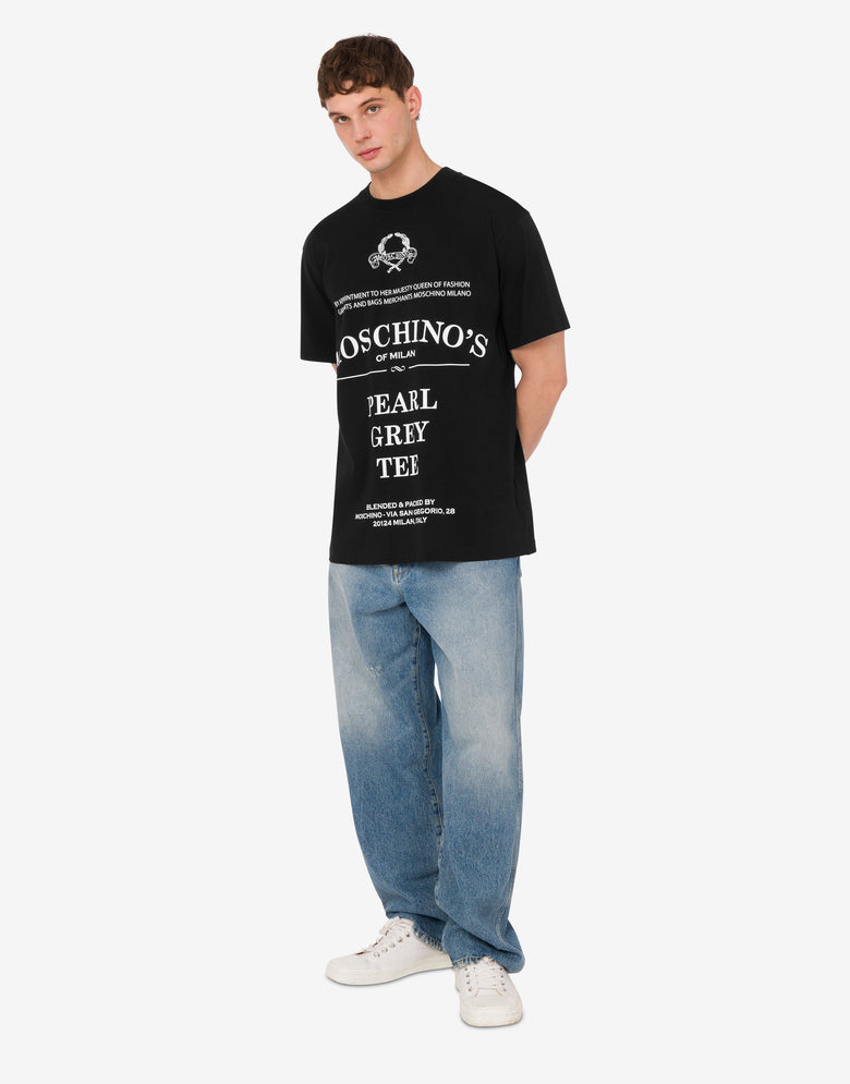 T-shirt en jersey de coton biologique imprimé Noir Moschino 1