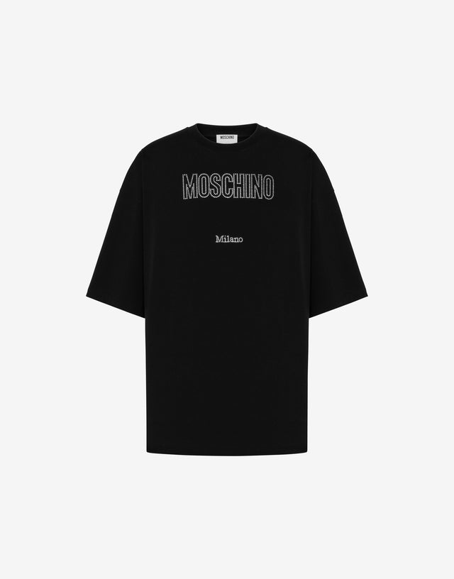 T-shirt en jersey organique décoré Noir Moschino 0