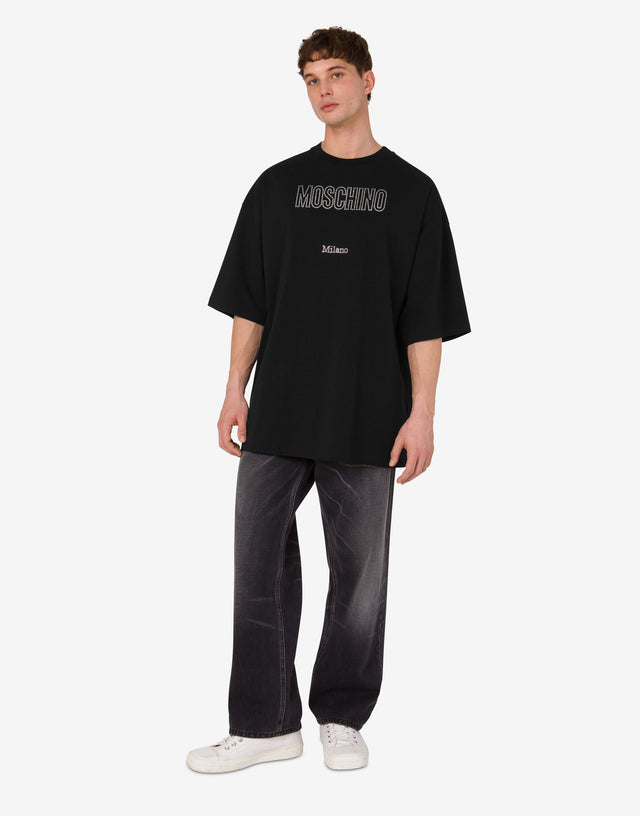 T-shirt en jersey organique décoré Noir Moschino 1