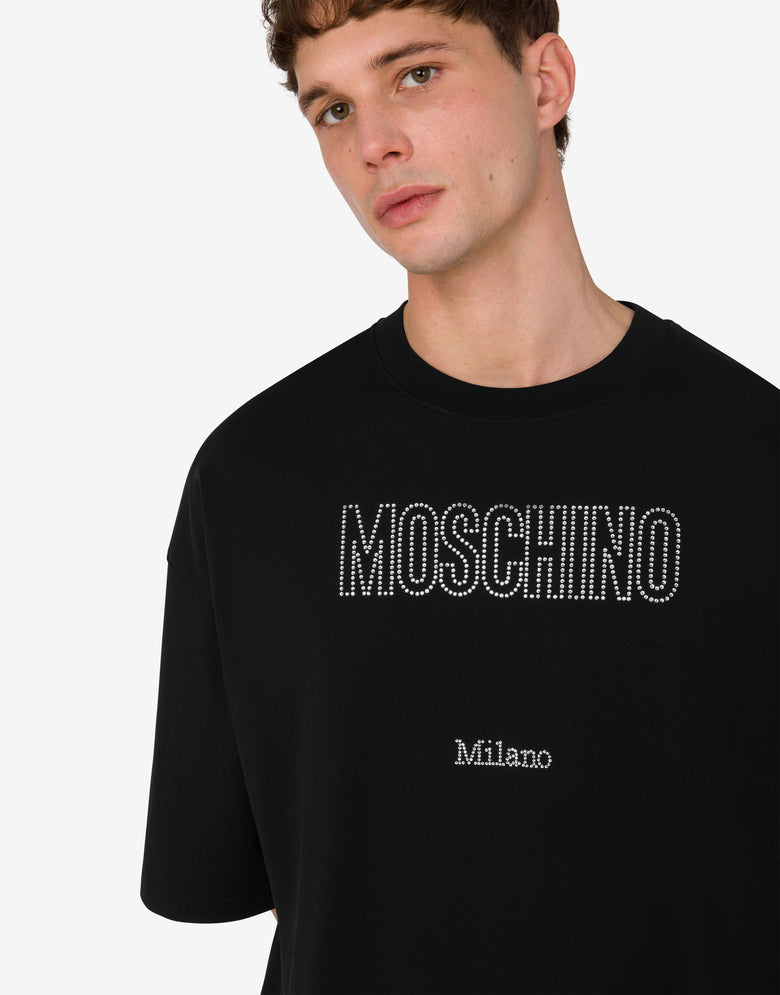 T-shirt en jersey organique décoré Noir Moschino 4