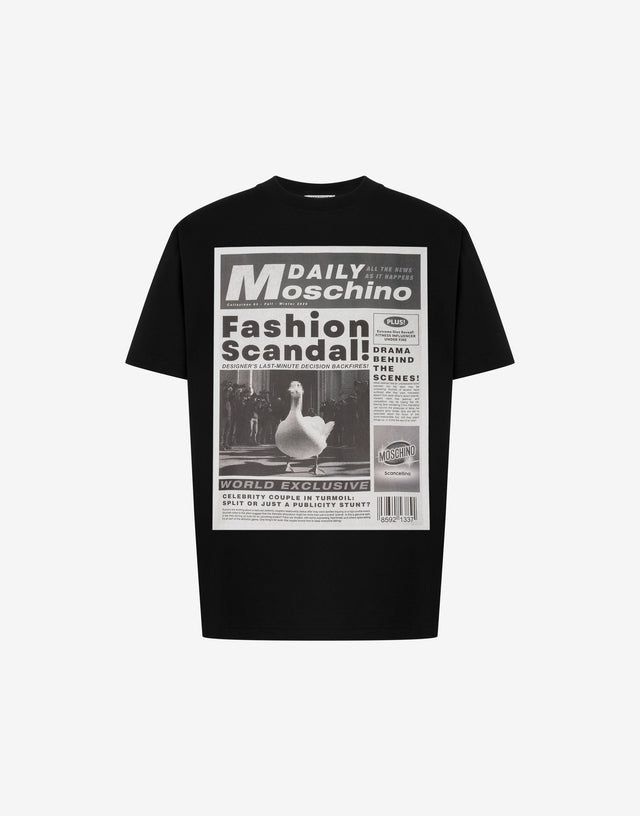 T-shirt en jersey de coton biologique imprimé Noir Moschino 0