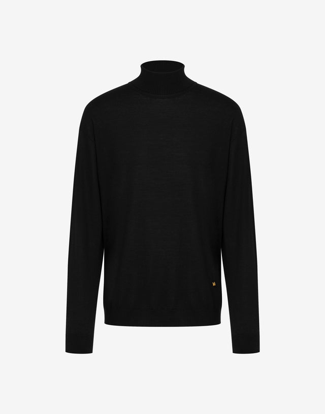 Maglia con collo alto in misto lana Golden M Nero Moschino 0