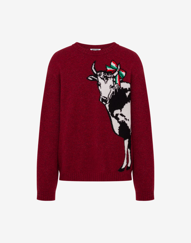 Pull en laine Shetland Archive Bordeaux Moschino 0