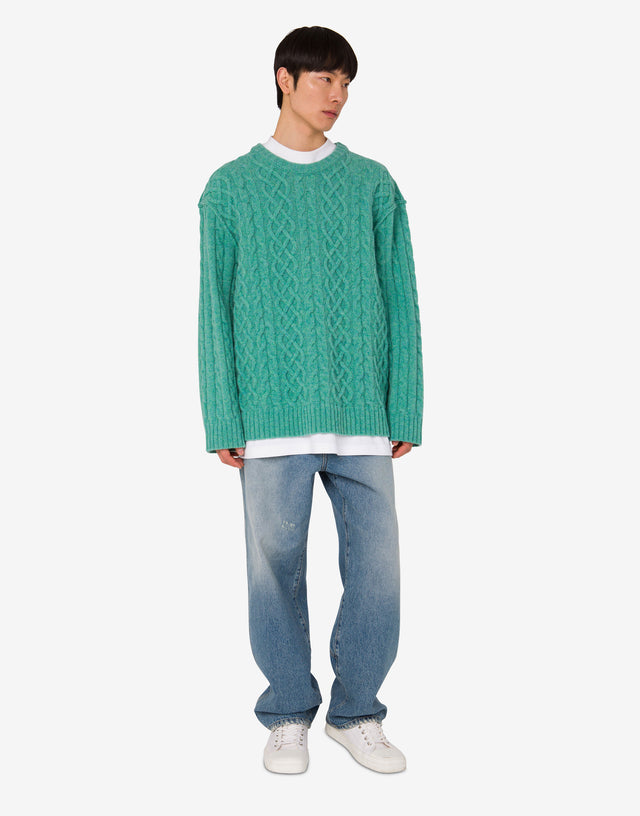 Pull en laine Shetland  Vert d'eau Moschino 1