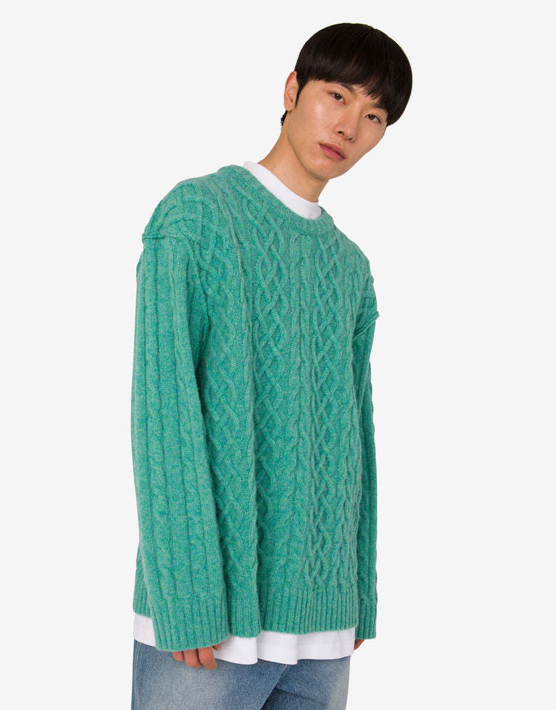 Pull en laine Shetland  Vert d'eau Moschino 2