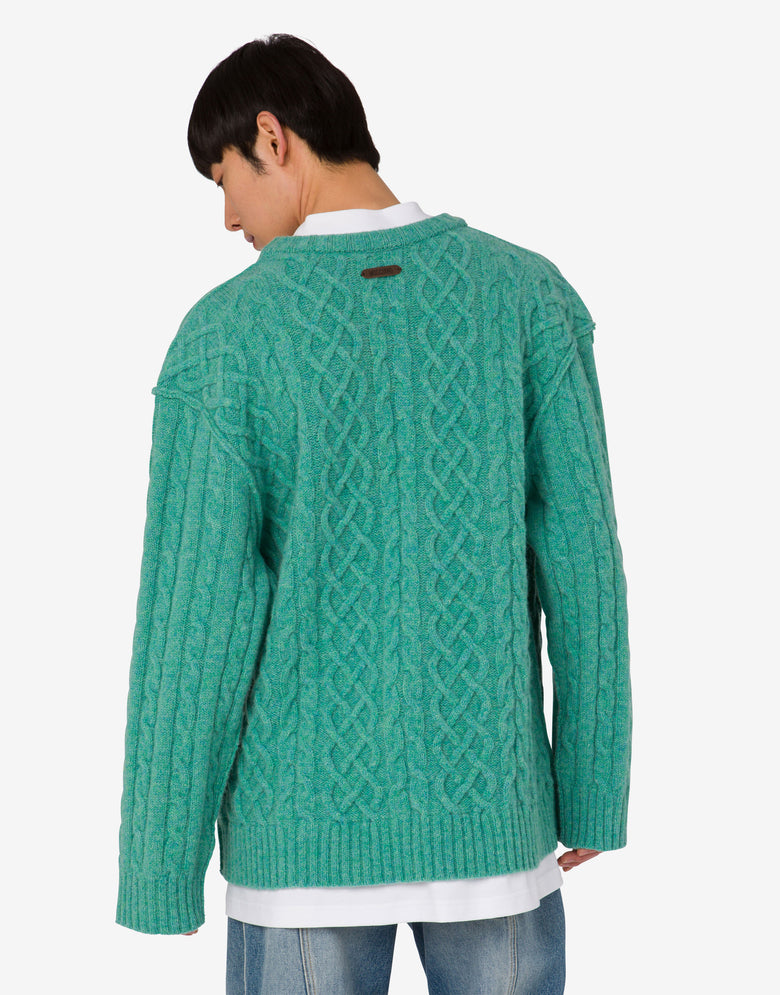 Pull en laine Shetland  Vert d'eau Moschino 3