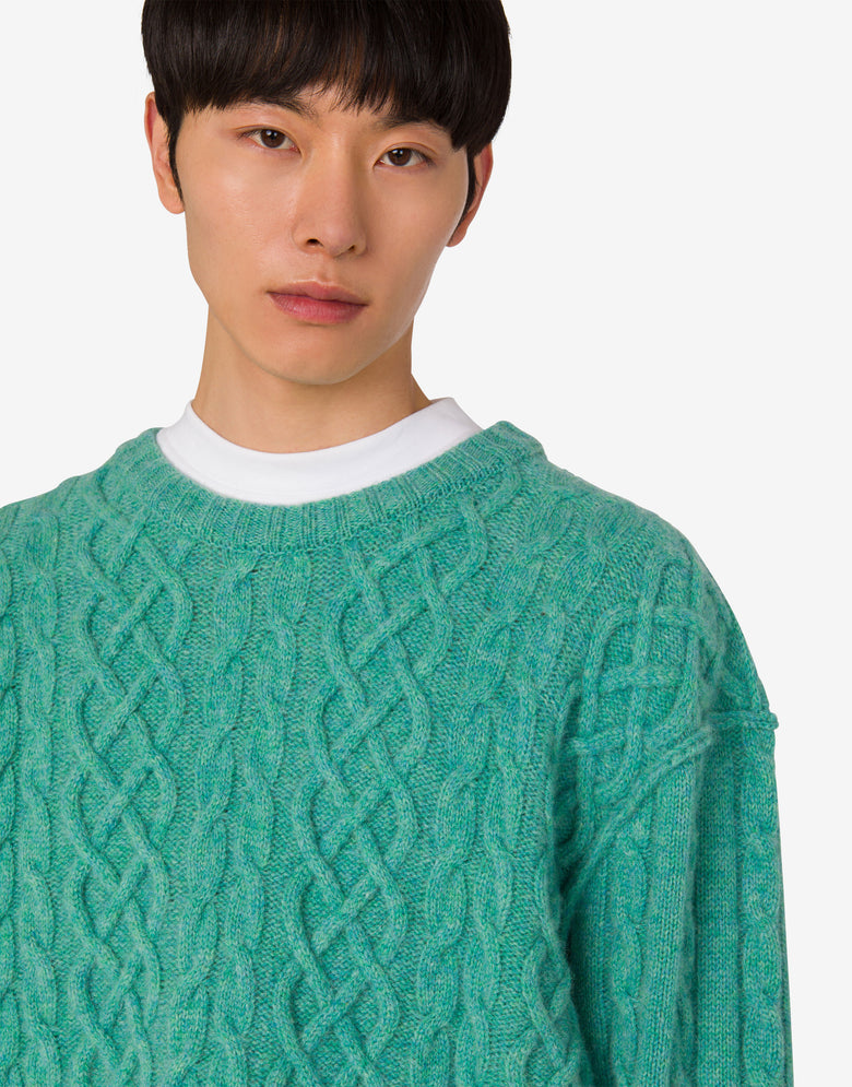 Pull en laine Shetland  Vert d'eau Moschino 4