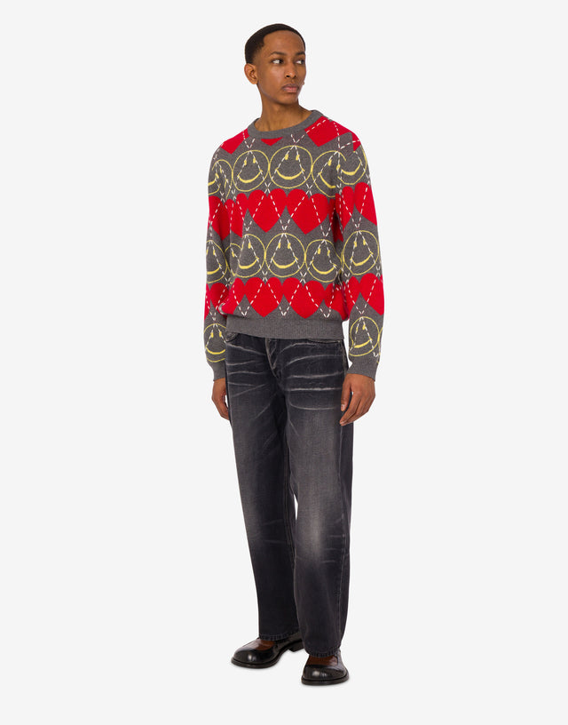 Wool blend pullover Smiley® Grey Moschino 1
