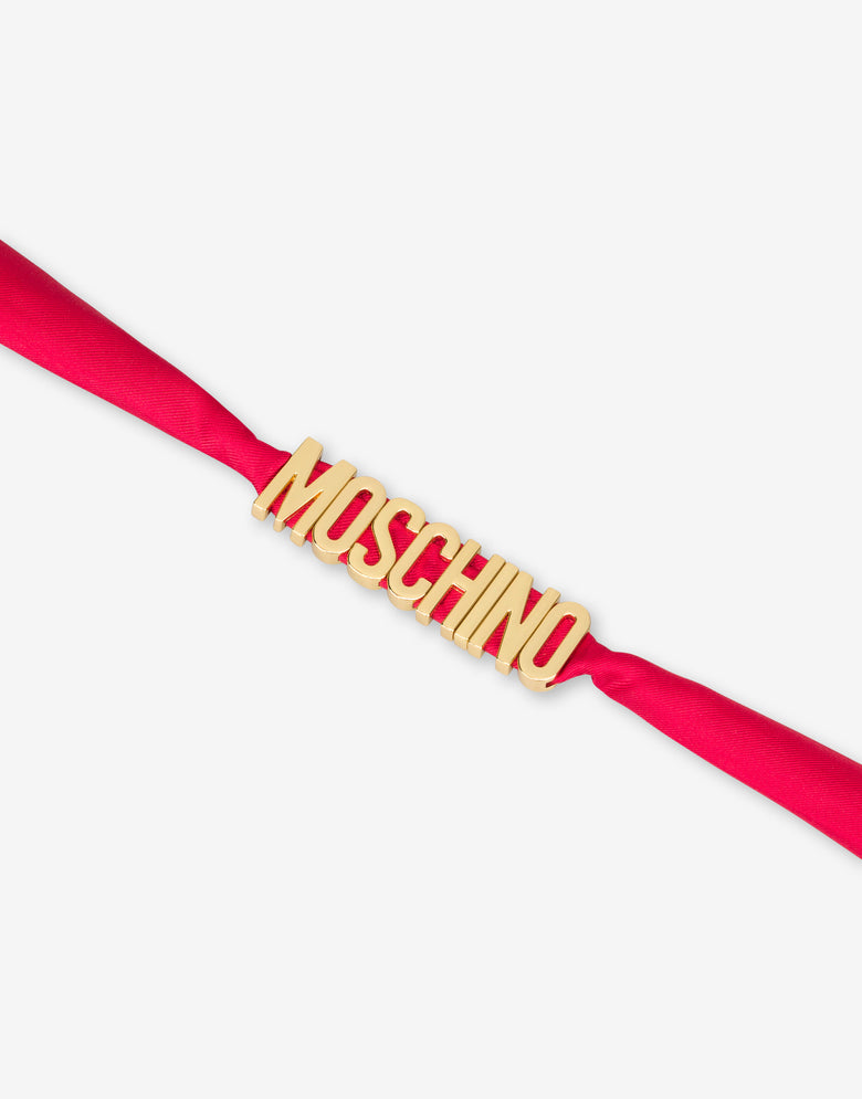 Lettering Logo small silk scarf Red Moschino 1