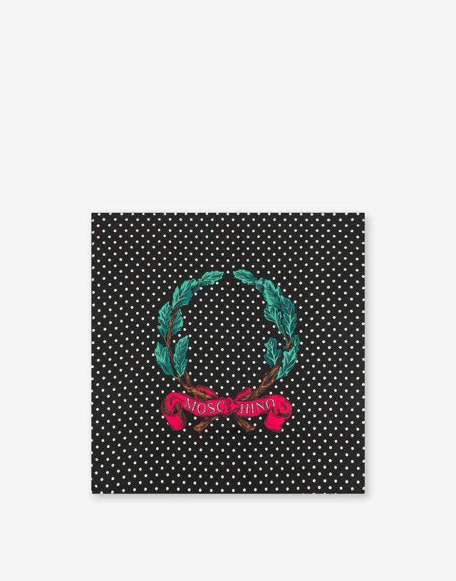 Echarpe en soie Laurel Crown Noir Moschino 0