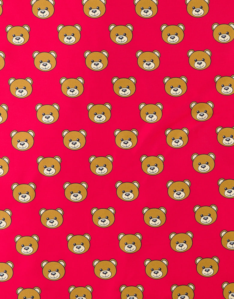 All-Over Teddy Bear silk scarf Red Moschino 2