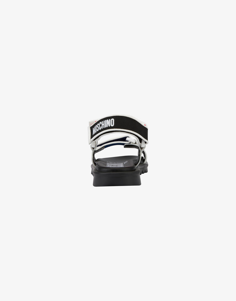 Flat sandals with straps and logos Multicoloured Moschino 2