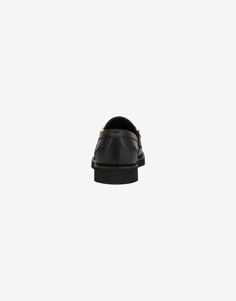 Lettering Logo calfskin loafers Black Moschino 2