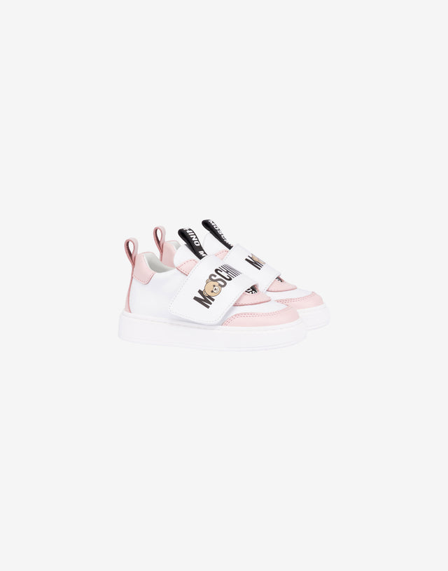 Zapatillas de piel de becerro estampada Blanco Moschino 0
