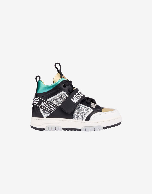 Zapatillas de napa y purpurina Negro Moschino 1