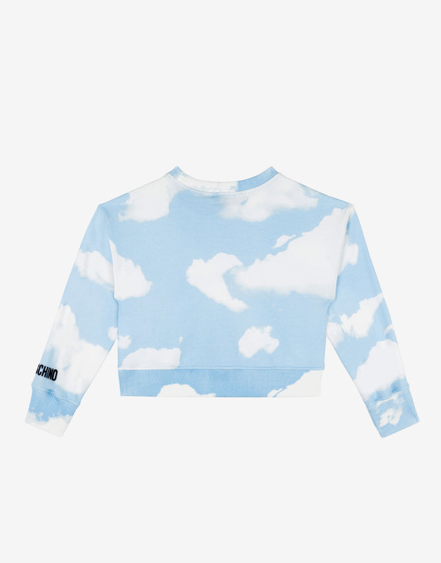 Felpa in cotone Allover Clouds Azzurro chiaro Moschino 1