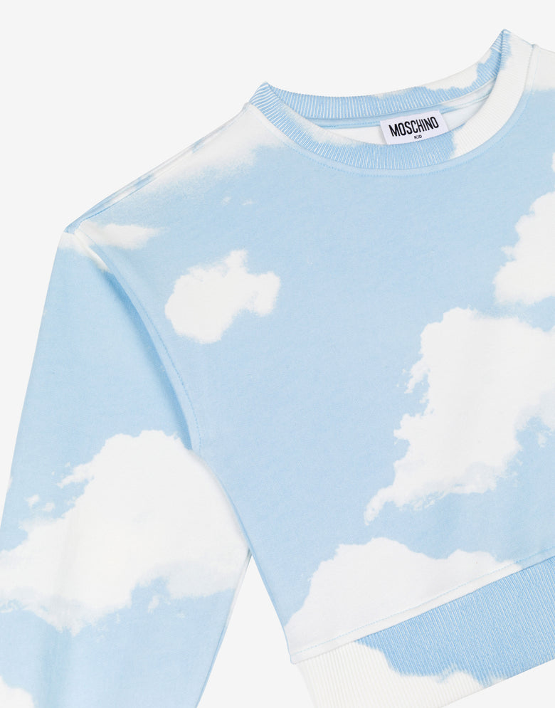 Allover Clouds cotton sweatshirt Light blue Moschino 2