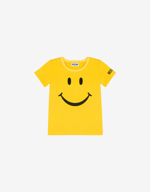 T-shirt in jersey Smiley® Embroidery Giallo Moschino 0