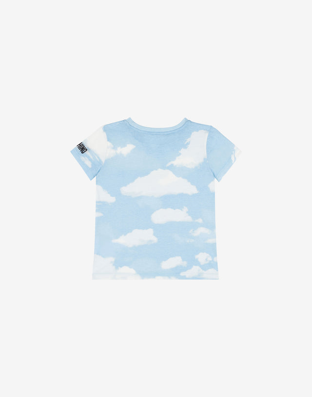 T-shirt in jersey Allover Clouds Azzurro chiaro Moschino 1