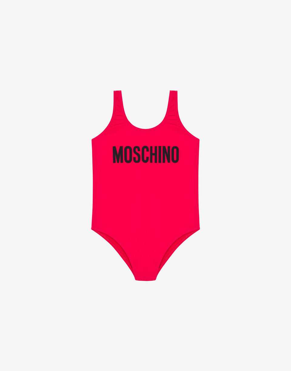 Lycra one-piece swimsuit Lettering Logo Red Moschino 0