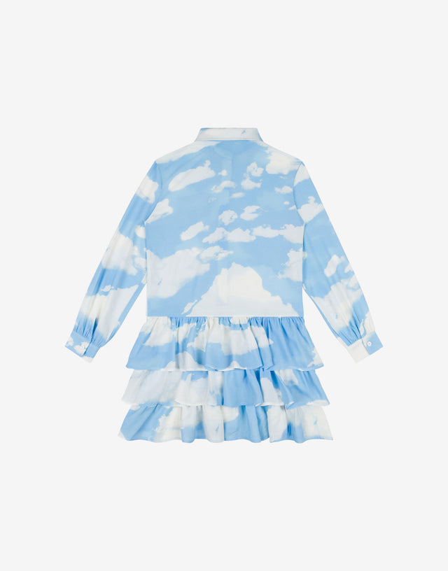 Abito in crêpe Allover Clouds Azzurro chiaro Moschino 1