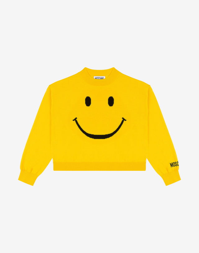 Pullover in lana Smiley® Embroidery Giallo zafferano Moschino 0