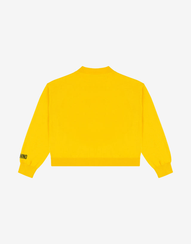 Pullover in lana Smiley® Embroidery Giallo zafferano Moschino 1