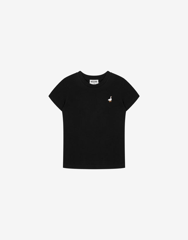T-shirt in jersey di cotone Goose Nero Moschino 0