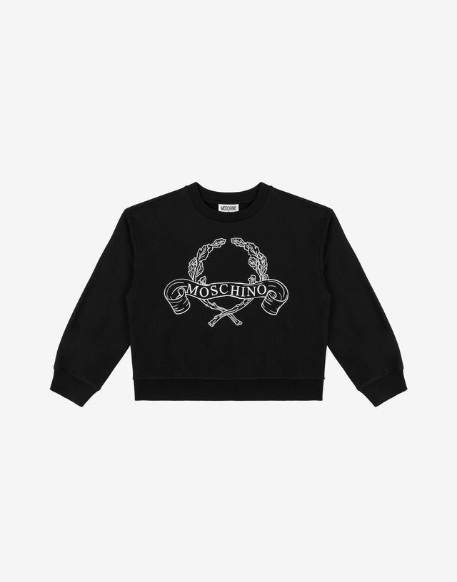 Felpa in cotone Laurel Crown Nero Moschino 0