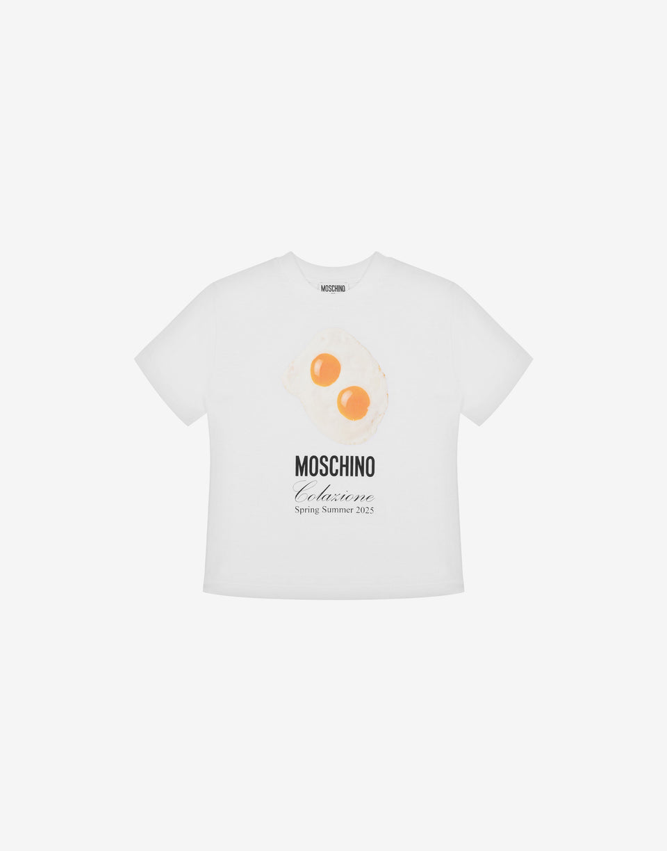 Camiseta maxi de algodón con estampado de huevos Blanco Moschino 0