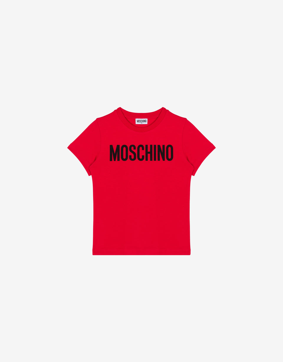 Jersey T-shirt Lettering Logo Red Moschino 0