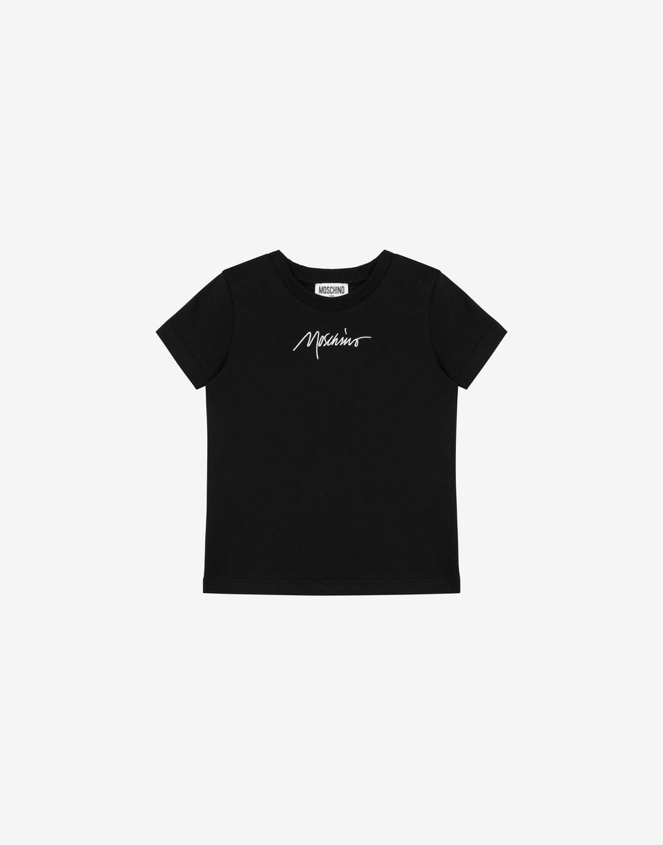 Camiseta de algodón con logotipo bordado Moschino 0