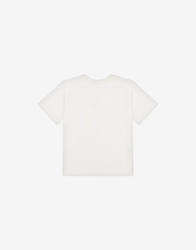 Maxi t-shirt in jersey di cotone stampata Bianco Moschino 1