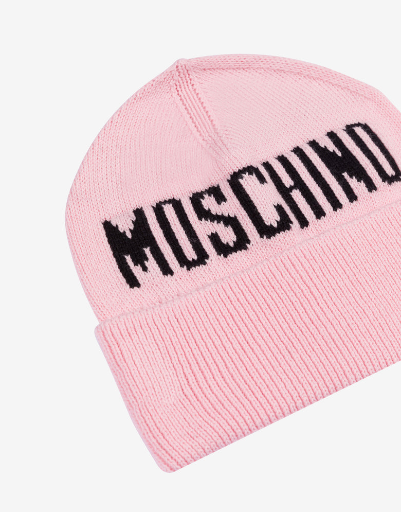 Knit hat with logo Confetti pink Moschino 2