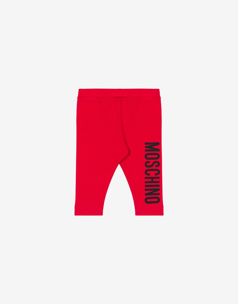 Jersey Leggings Logo Print Red Moschino 0