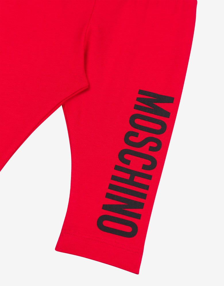 Jersey Leggings Logo Print Red Moschino 2