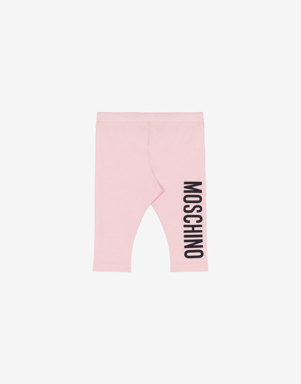 Jersey Leggings Logo Print Pink Moschino 0
