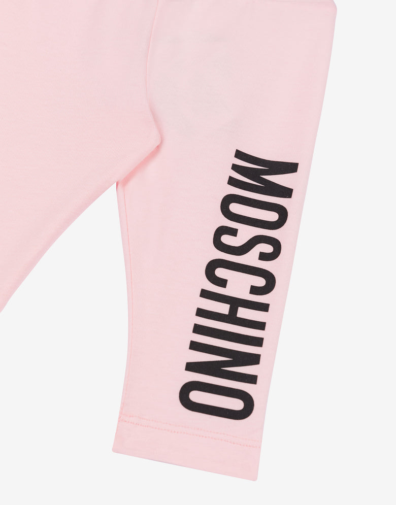 Jersey Leggings Logo Print Pink Moschino 2