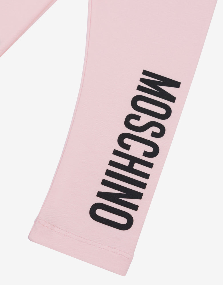 Jersey leggings with logo Pale pink Moschino 2